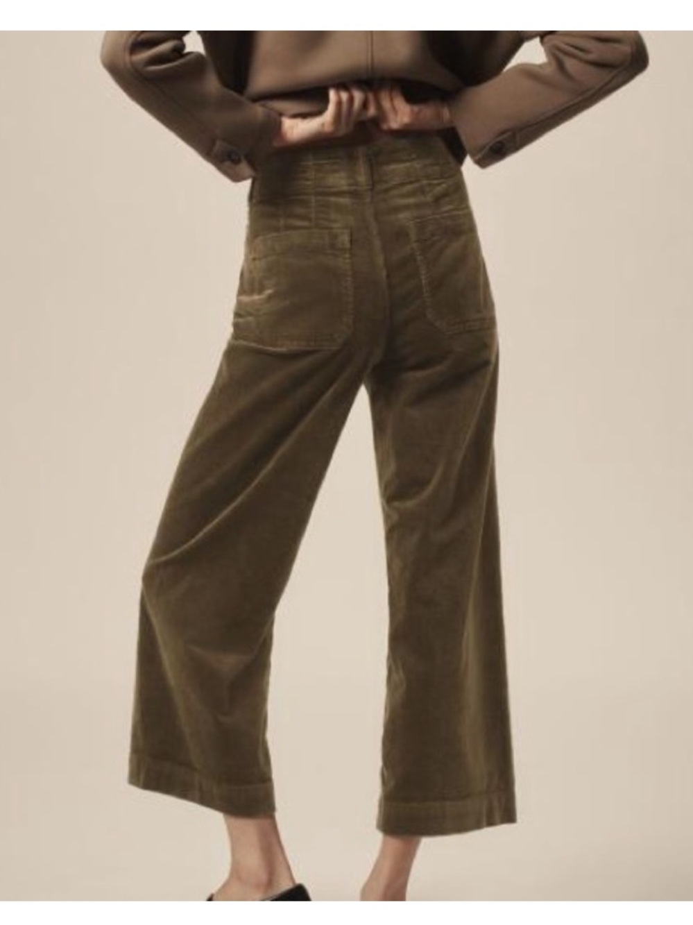 Anthropologie The Colette Cropped Wide-Leg Pants Corduroy Size 28 - Picture 3 of 8
